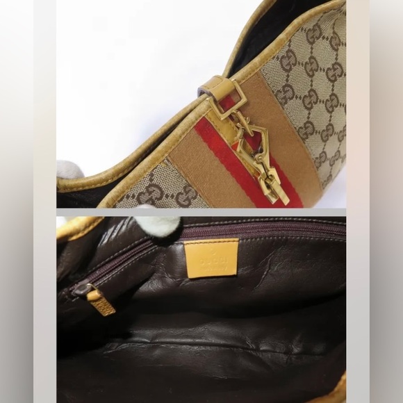 Authentic 🛍 GUCCI GG Canvas Jackie Tote Hand bag WITH  Dust Bag - Picture 9 of 15